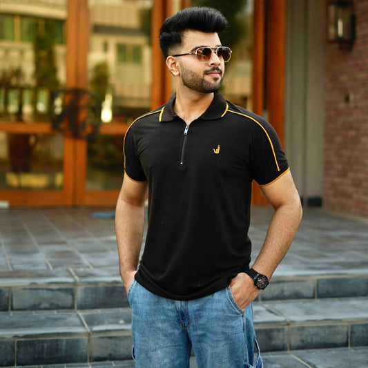 Blacky  zipper polo shirt
